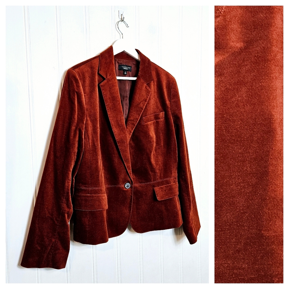 Talbots Women's Velvet Blazer in Deep Rust